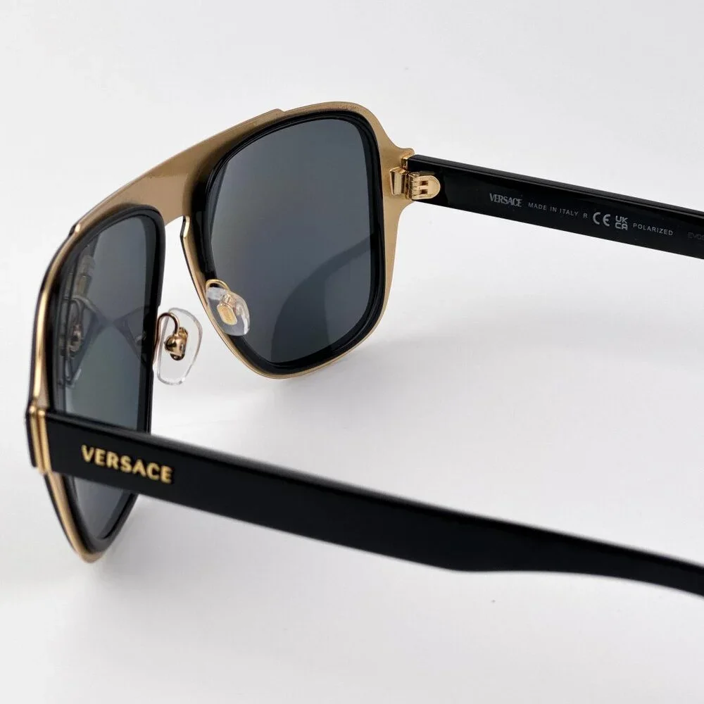 Versace Men’s Sunglasses – Black Aviator Frame Polarized Lenses | VE2199 100281